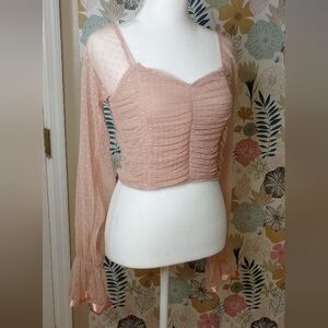 Fun and Flirty sheer pink crop top Size M